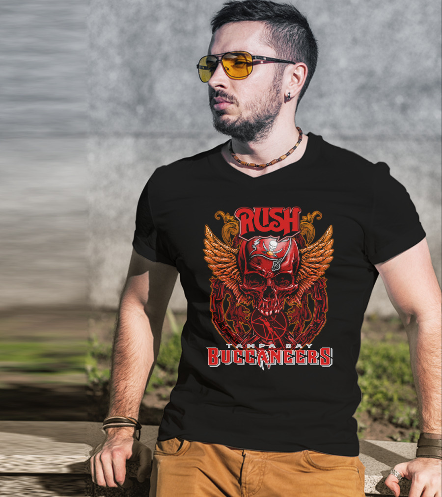 Rush Tampa Bay Buccaneers Skull Wings And Chains T-Shirt