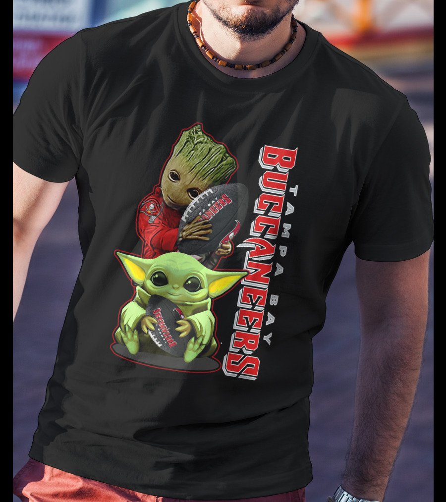 Grzd Tampa Bay Buccaneers Groot Baby Yoda Football T-Shirt