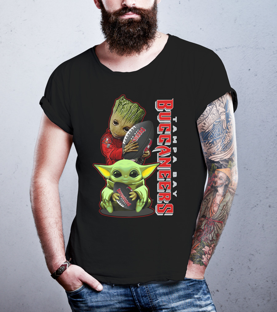 Grzd Tampa Bay Buccaneers Groot Baby Yoda Football T-Shirt