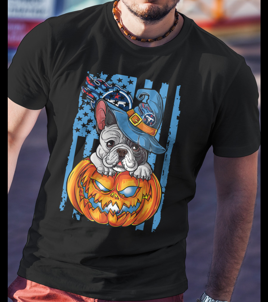 Hlw Bulldog Tennessee Titans Halloween Pumpkin Wizard Hat T-Shirt