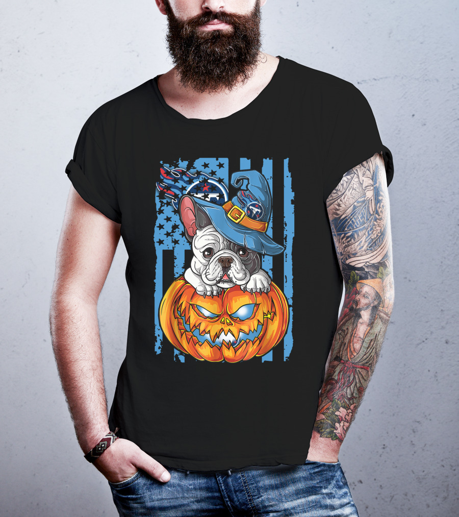 Hlw Bulldog Tennessee Titans Halloween Pumpkin Wizard Hat T-Shirt