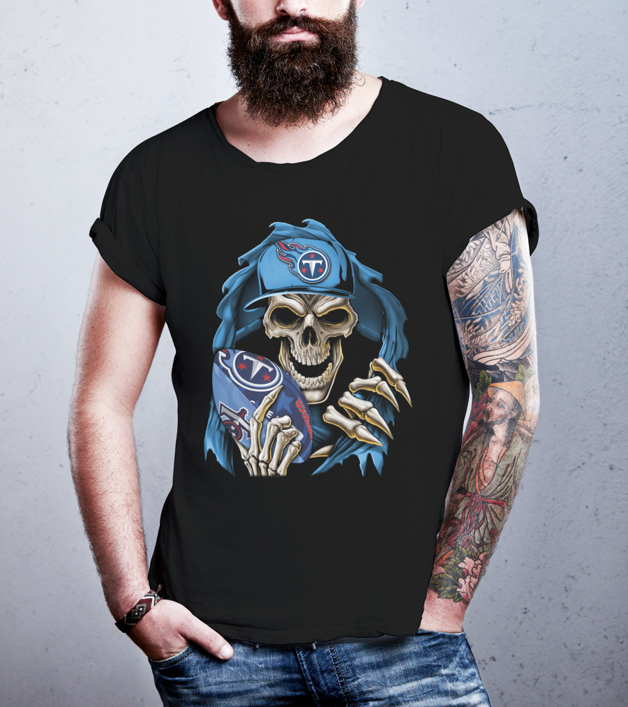 Skullbong Tennessee Titans Football Skeleton Fan Gear T-Shirt