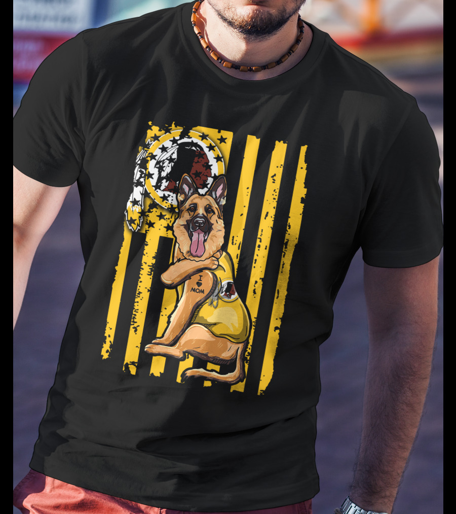 German Shepherd I Love Mom Washington Redskins Fan Style T-Shirt