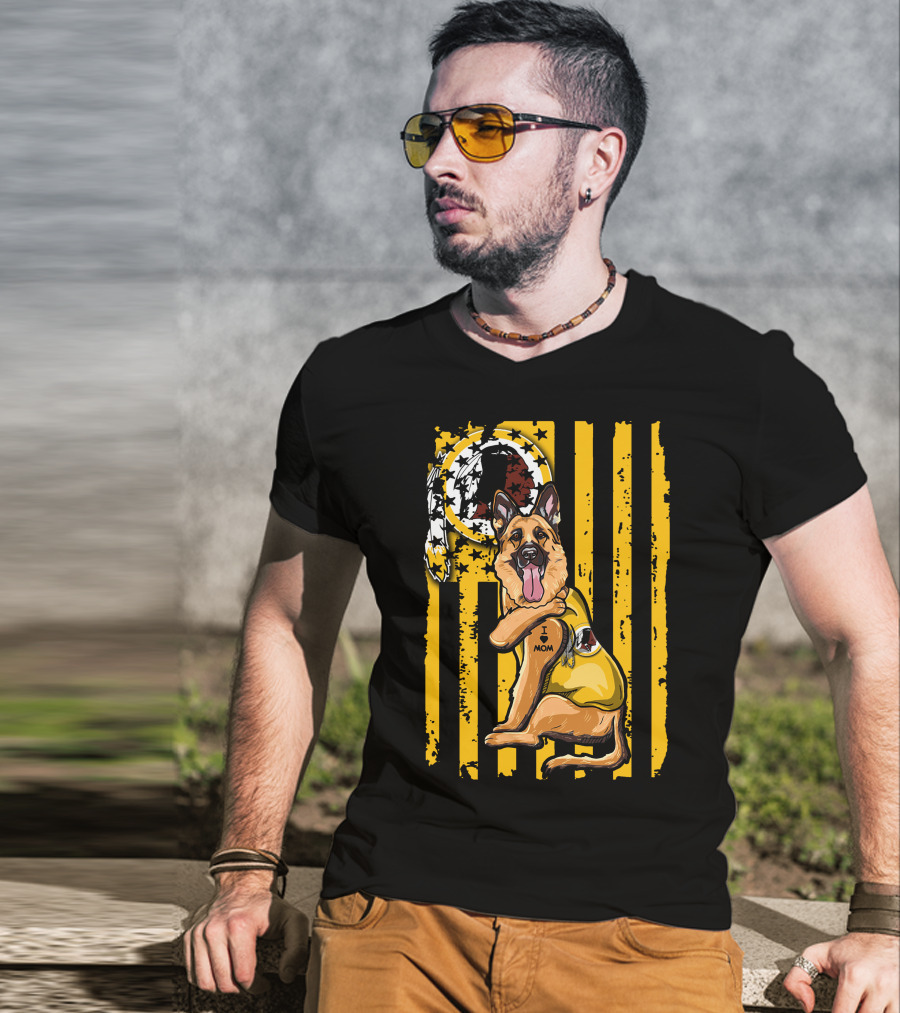German Shepherd I Love Mom Washington Redskins Fan Style T-Shirt