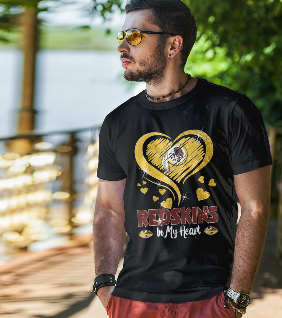 Redskins In My Heart Football Team Sparkling Heart T-Shirt