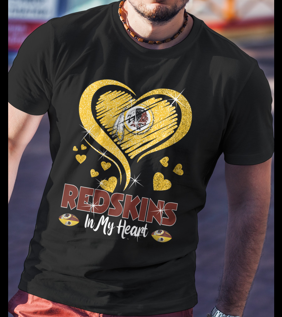 Redskins In My Heart Football Team Sparkling Heart T-Shirt