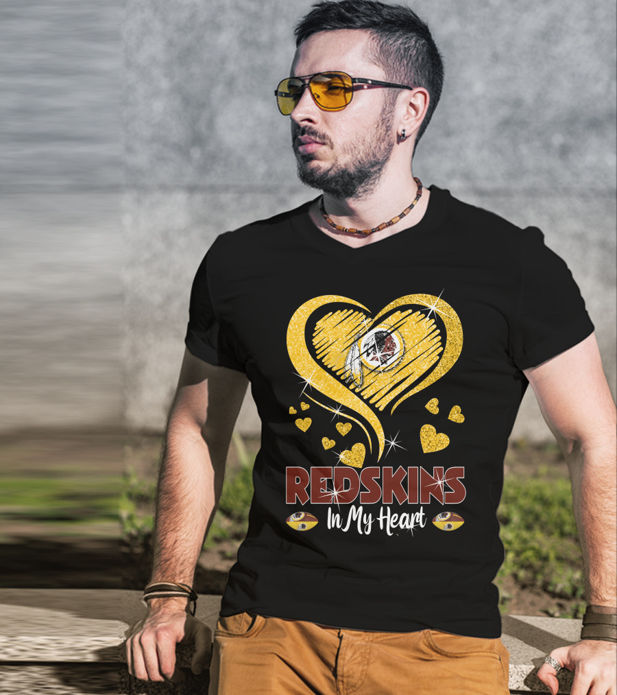 Redskins In My Heart Football Team Sparkling Heart T-Shirt