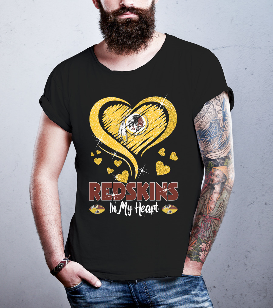 Redskins In My Heart Football Team Sparkling Heart T-Shirt