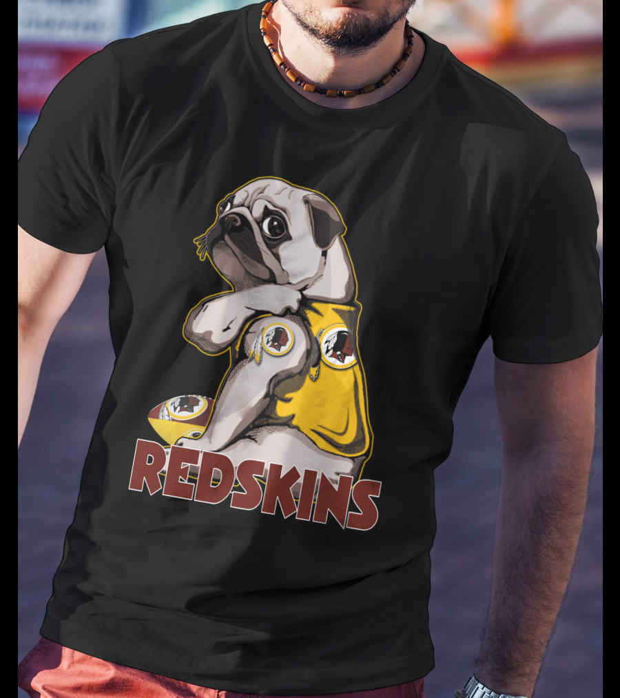 Pug With Washington Redskins T-Shirt