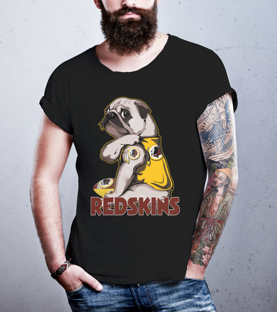 Pug With Washington Redskins T-Shirt