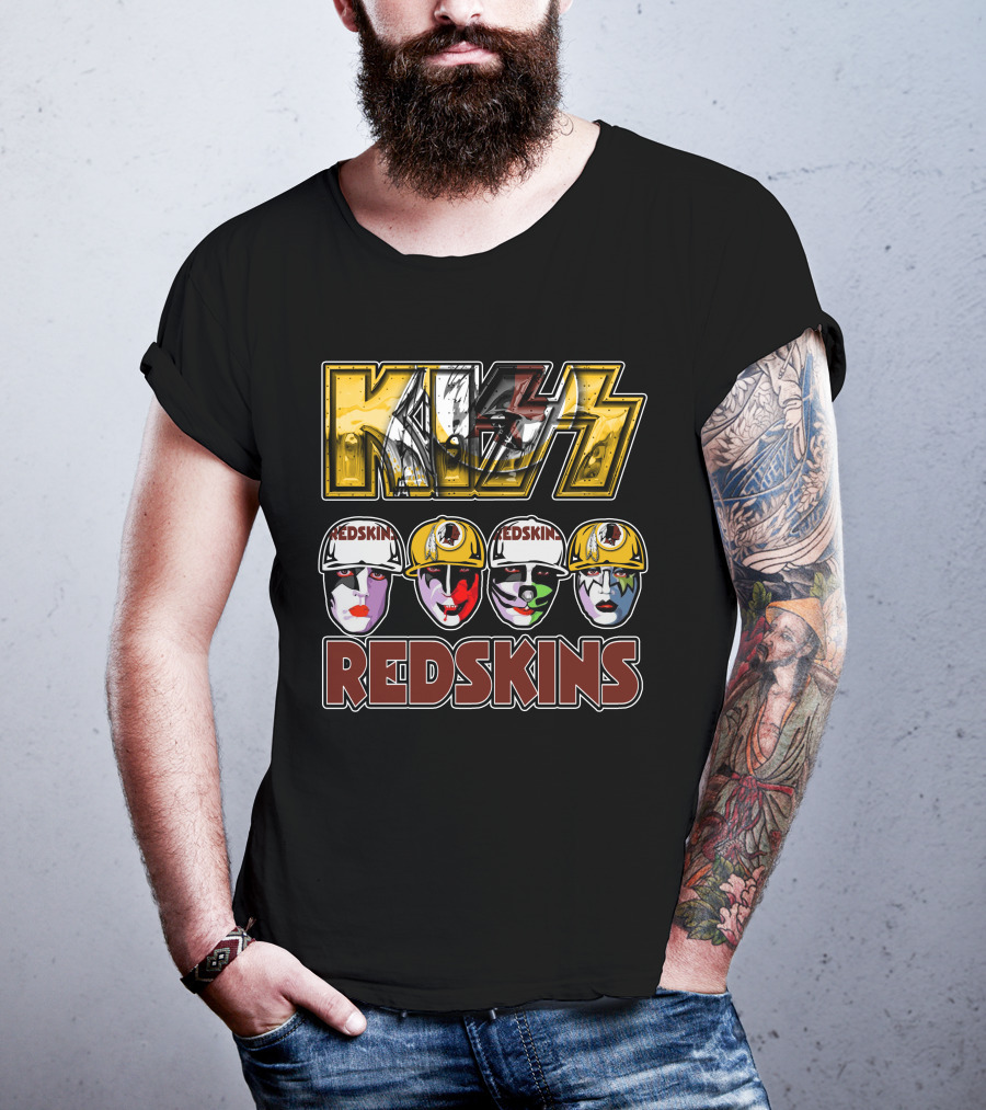 Kiss Washington Redskins Helmet Faces T-Shirt