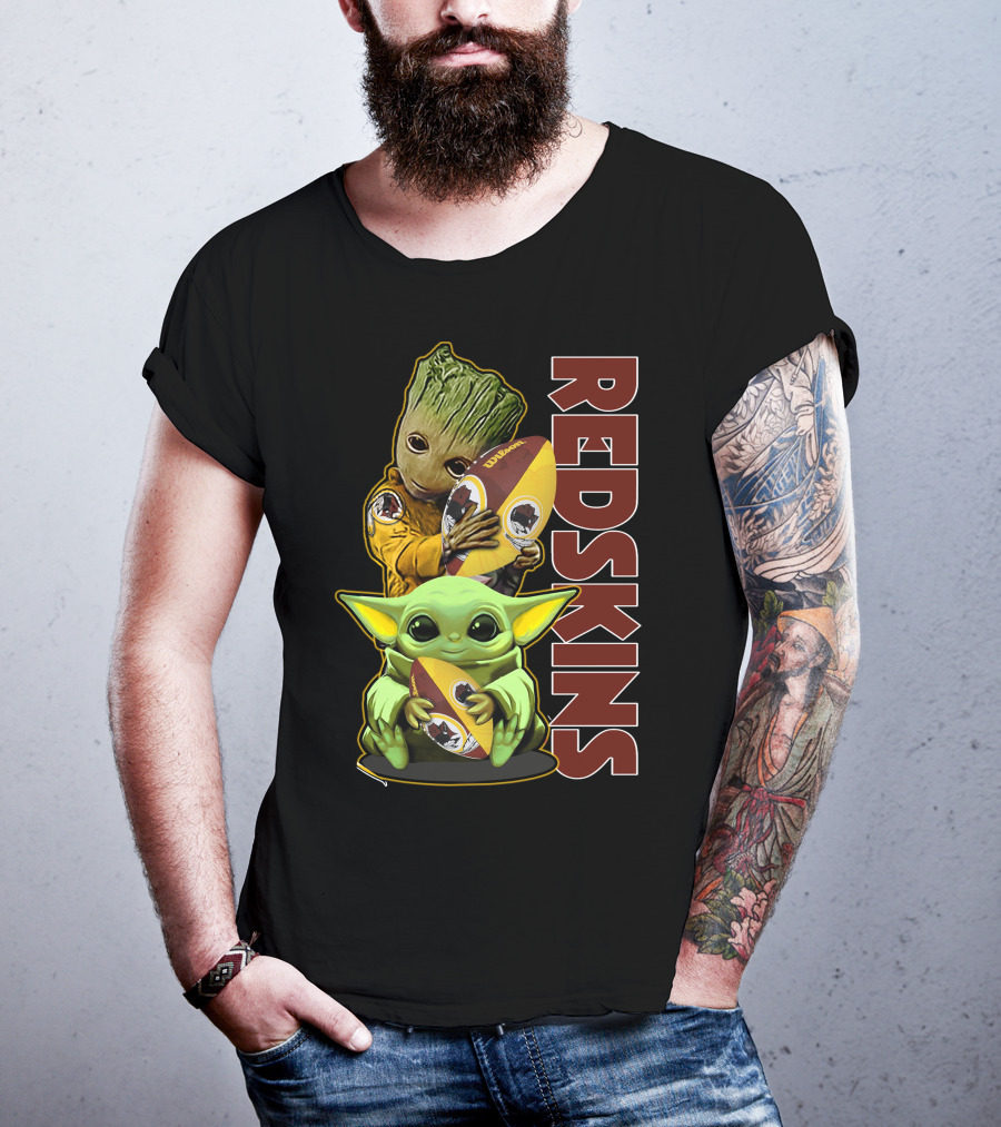 Groot Baby Yoda Washington Redskins Football T-Shirt