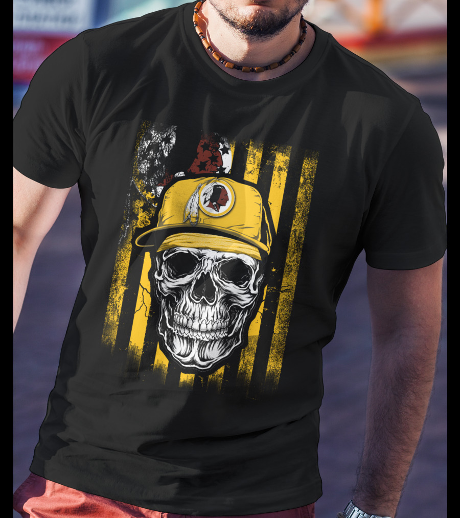 Skull V1 Washington Redskins Hat Stripes Iconic Sports Symbol T-Shirt