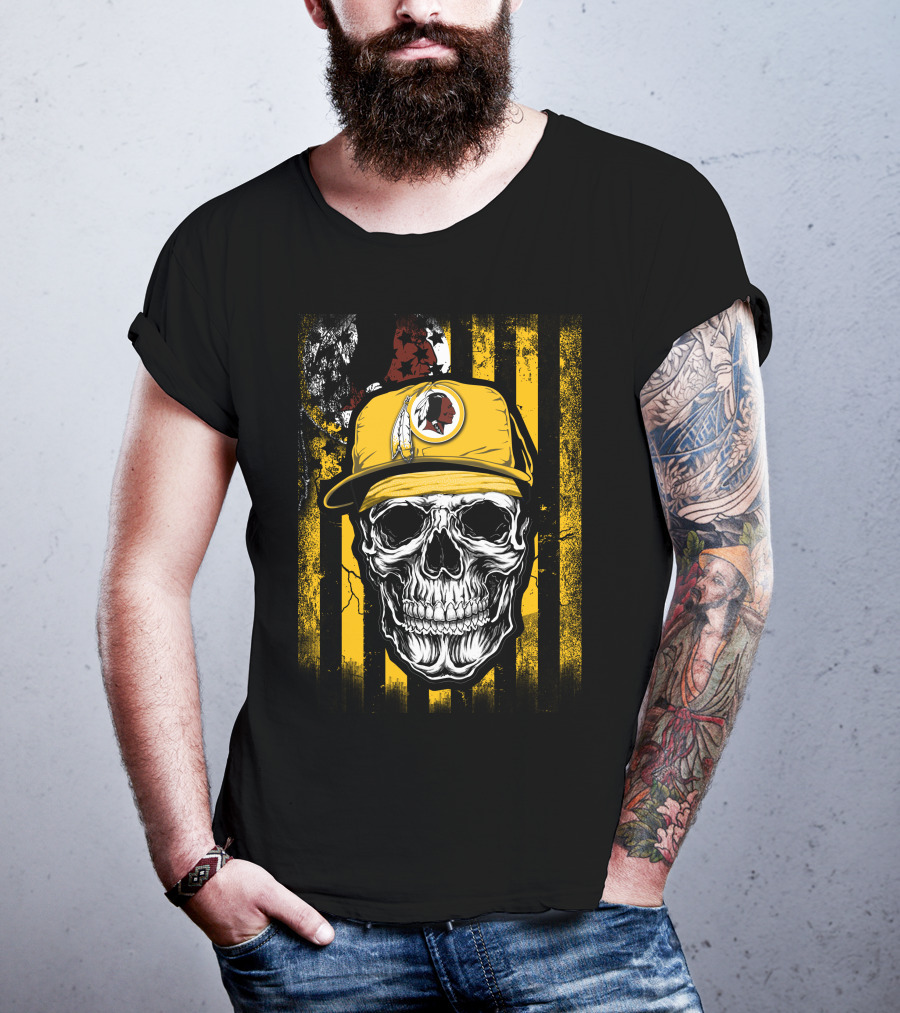 Skull V1 Washington Redskins Hat Stripes Iconic Sports Symbol T-Shirt