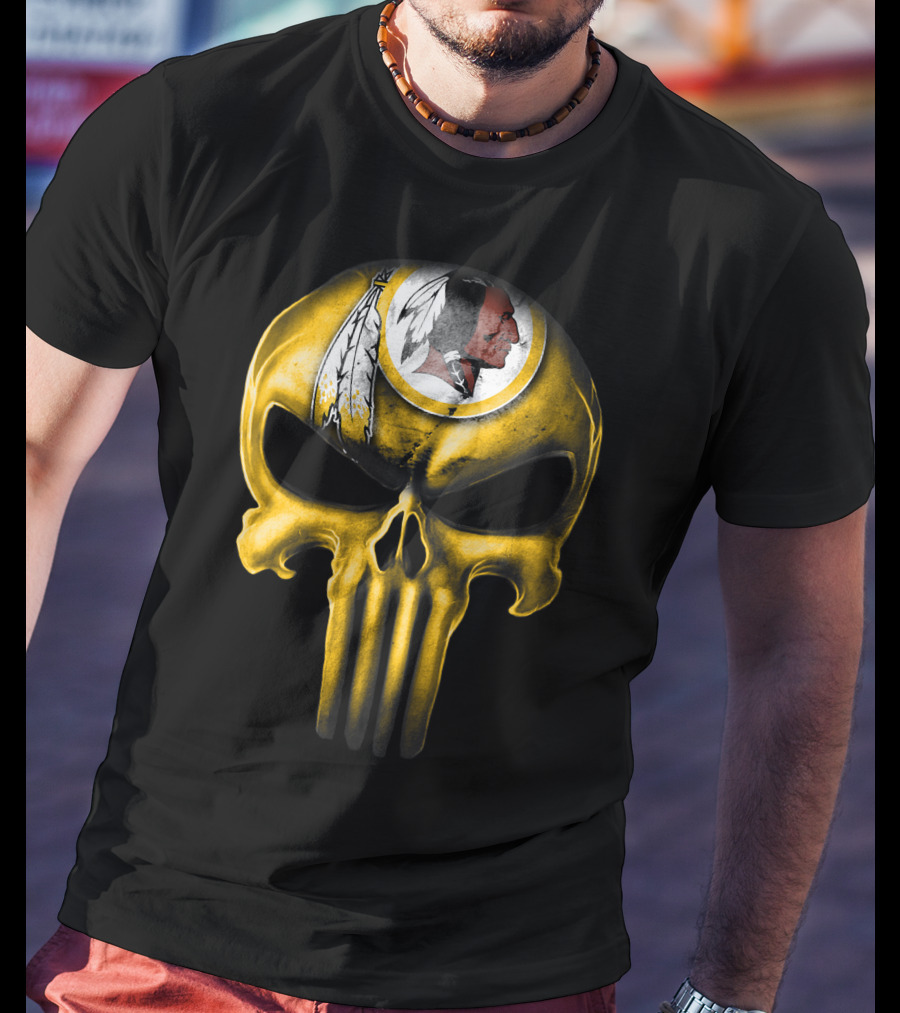Skull Washington Redskins Logo Iconic Yellow T-Shirt