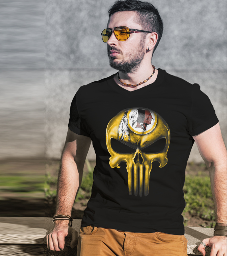 Skull Washington Redskins Logo Iconic Yellow T-Shirt