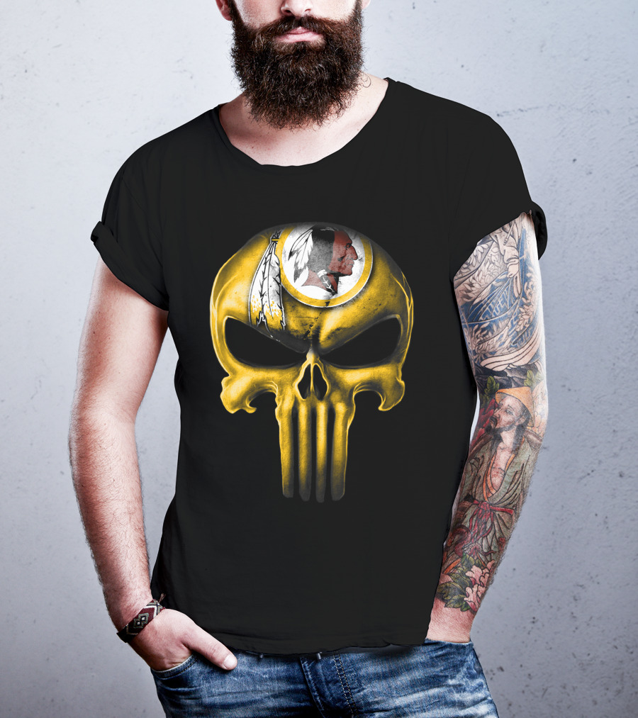Skull Washington Redskins Logo Iconic Yellow T-Shirt