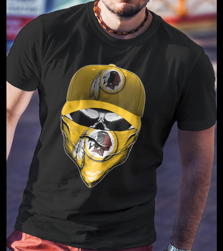 Skull V6 Washington Redskins Logo Bandana And Cap T-Shirt