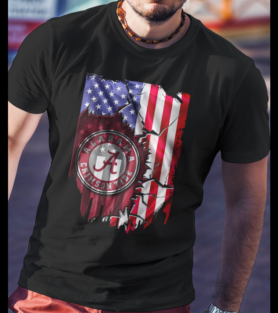 Alabama Crimson Tide American Flag V2 Stars And Stripes T-Shirt