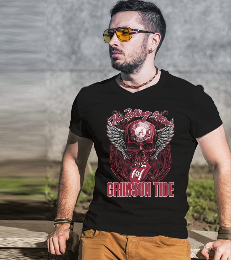 The Rolling Stones Alabama Crimson Tide Skull With Wings And Tongue T-Shirt