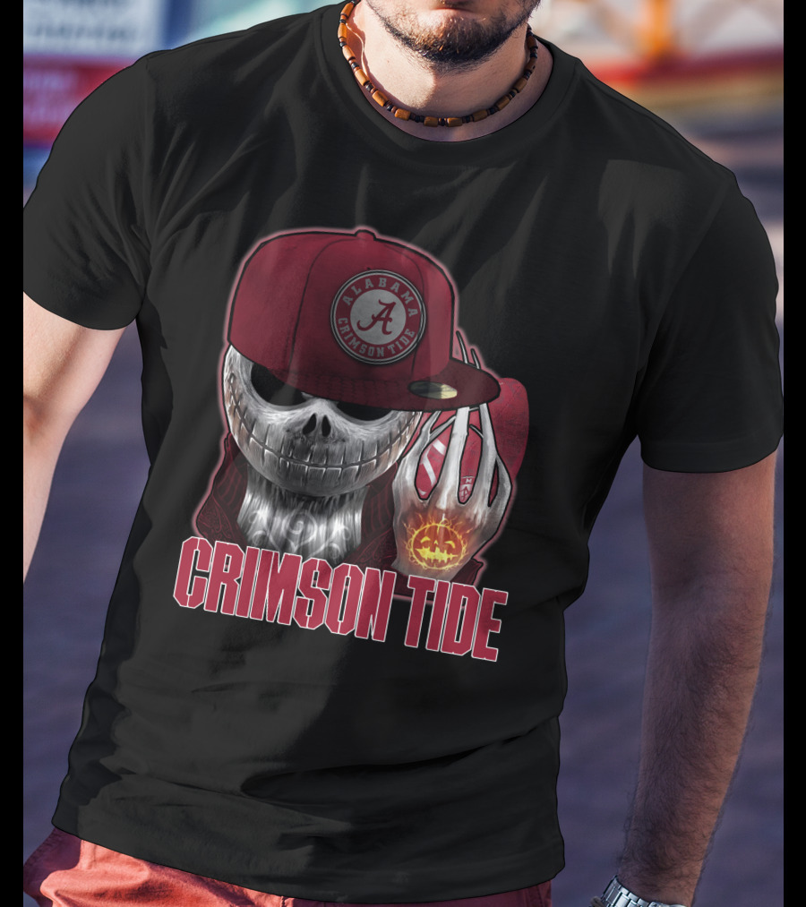 Jackskull Alabama Crimson Tide Halloween Pumpkin Skull T-Shirt