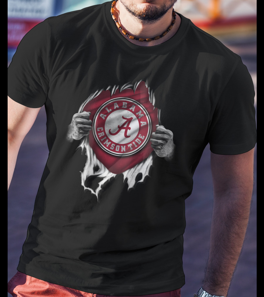 Alabama Crimson Tide Torn Logo With Hands T-Shirt