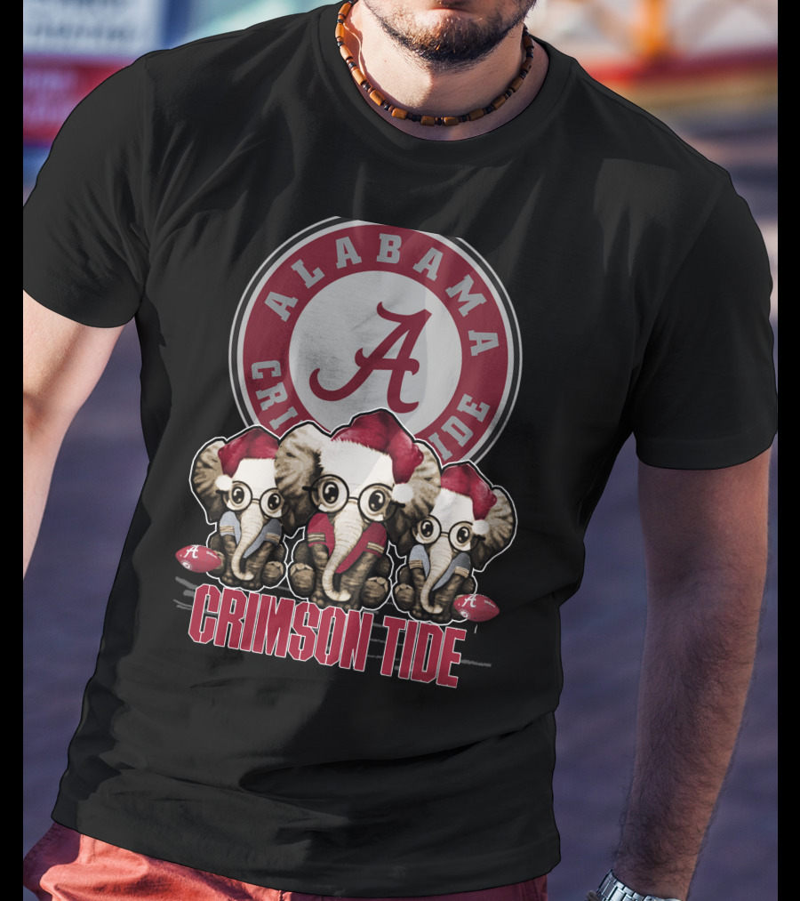Alabama Crimson Tide Elephant Xmas Holiday Fans T-Shirt
