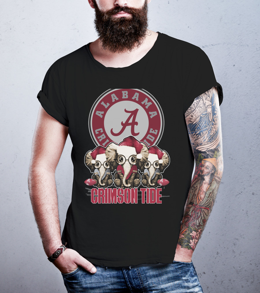 Alabama Crimson Tide Elephant Xmas Holiday Fans T-Shirt