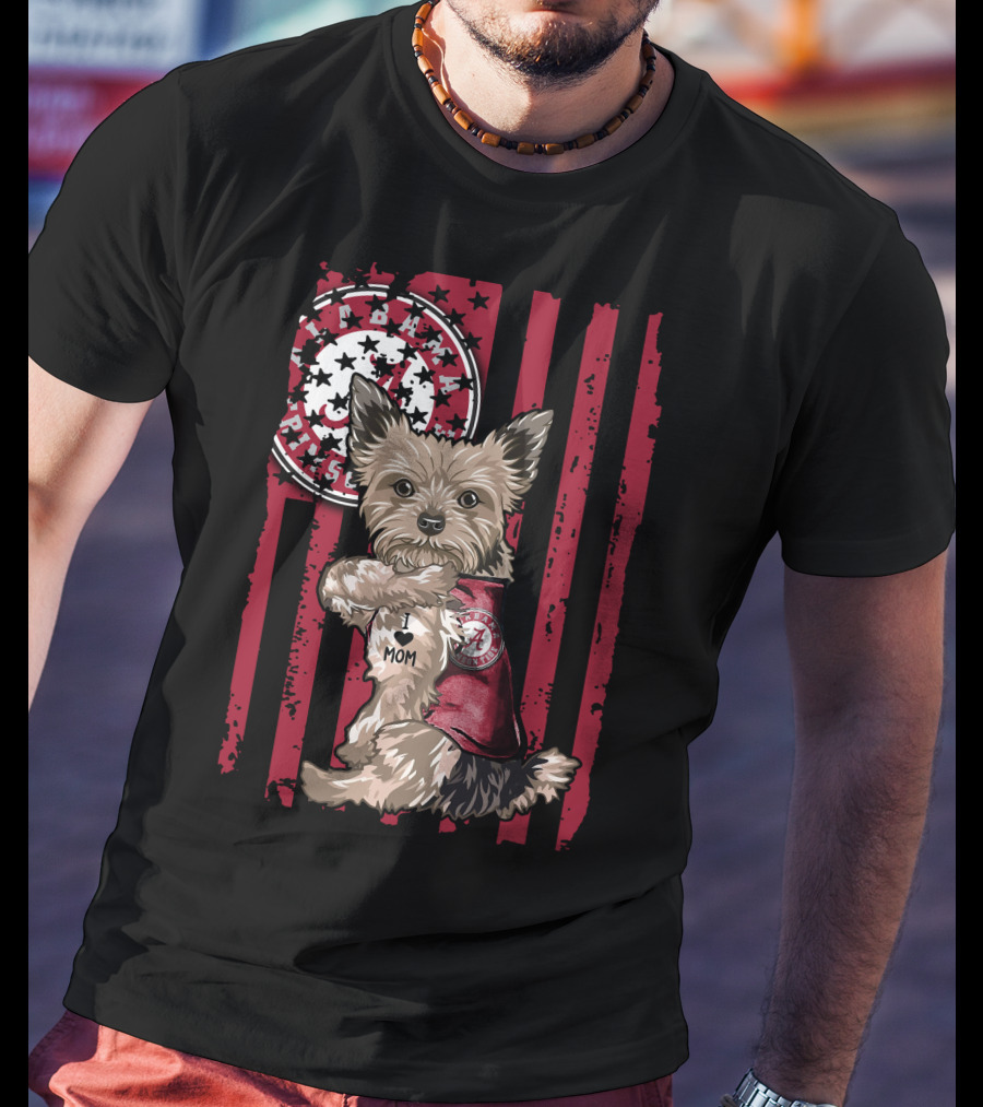 Yorkshire Terrier I Love Mom Alabama Crimson Tide T-Shirt