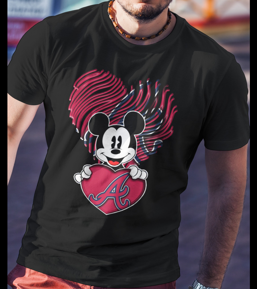Mickey Mouse Atlanta Braves Heart T-Shirt
