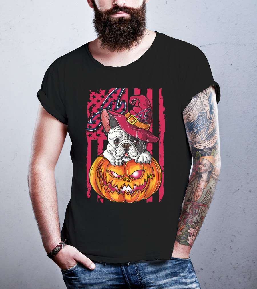 Atlanta Braves Halloween Bulldog Pumpkin T-Shirt