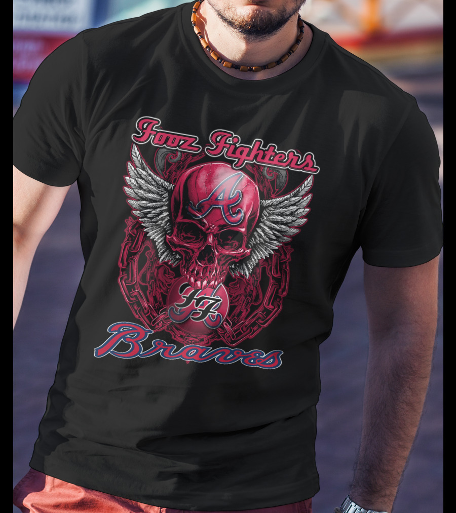 Fooz Fighters Atlanta Braves Skull Wings T-Shirt