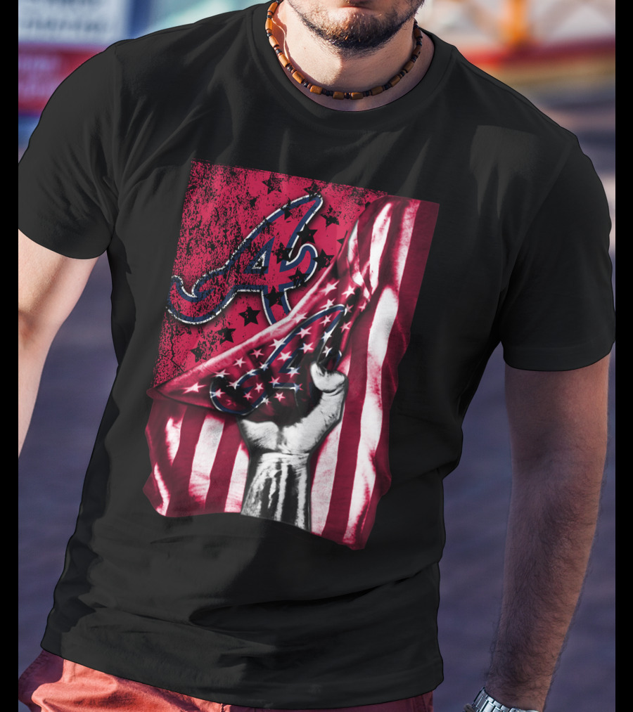 Flag Atlanta Braves Stars Stripes Baseball T-Shirt