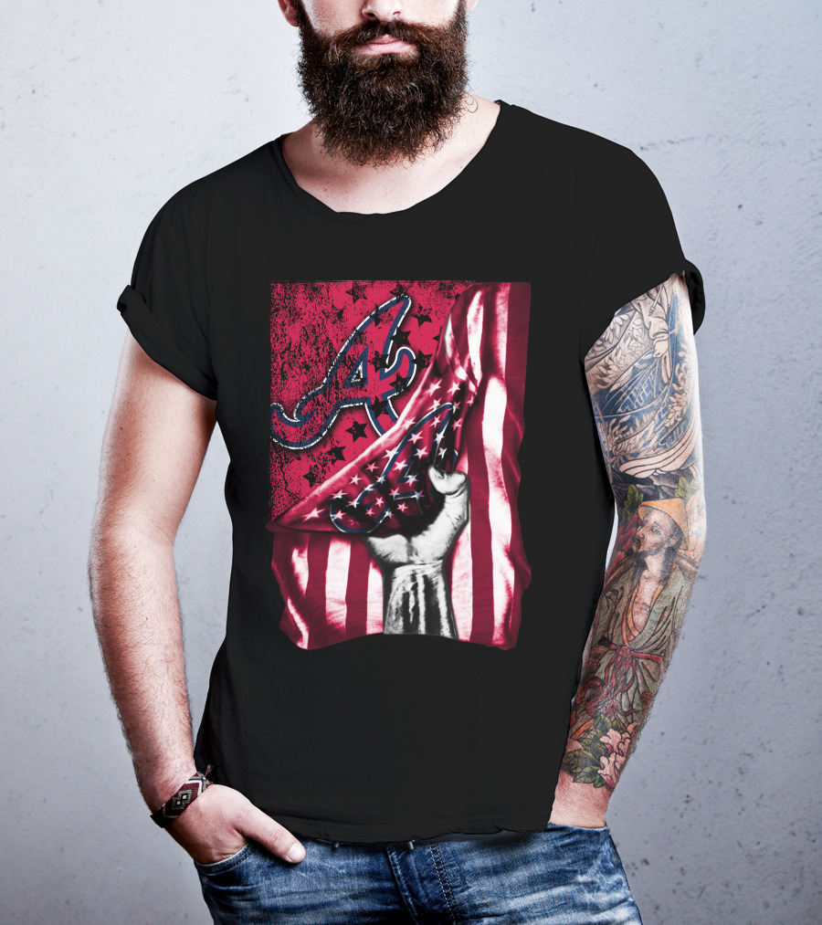 Flag Atlanta Braves Stars Stripes Baseball T-Shirt