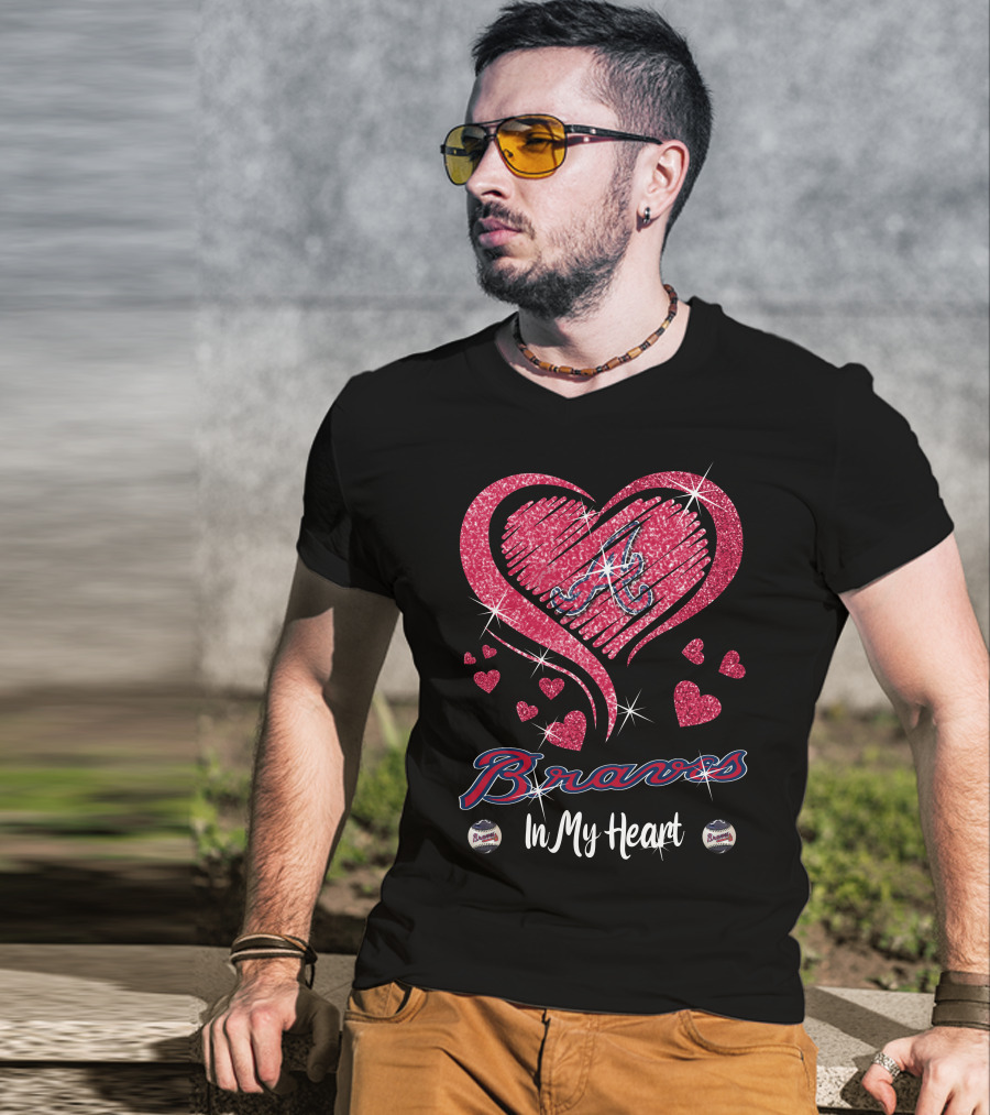 Braves In My Heart Sparkling Heart T-Shirt