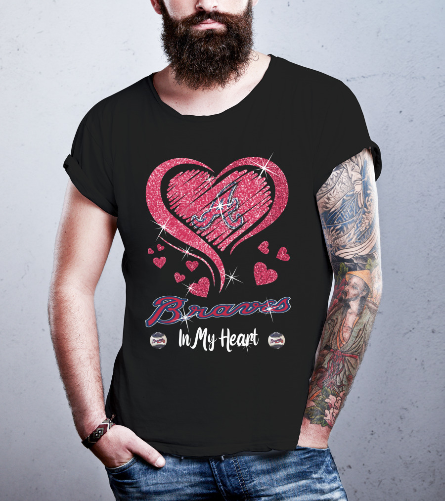 Braves In My Heart Sparkling Heart T-Shirt