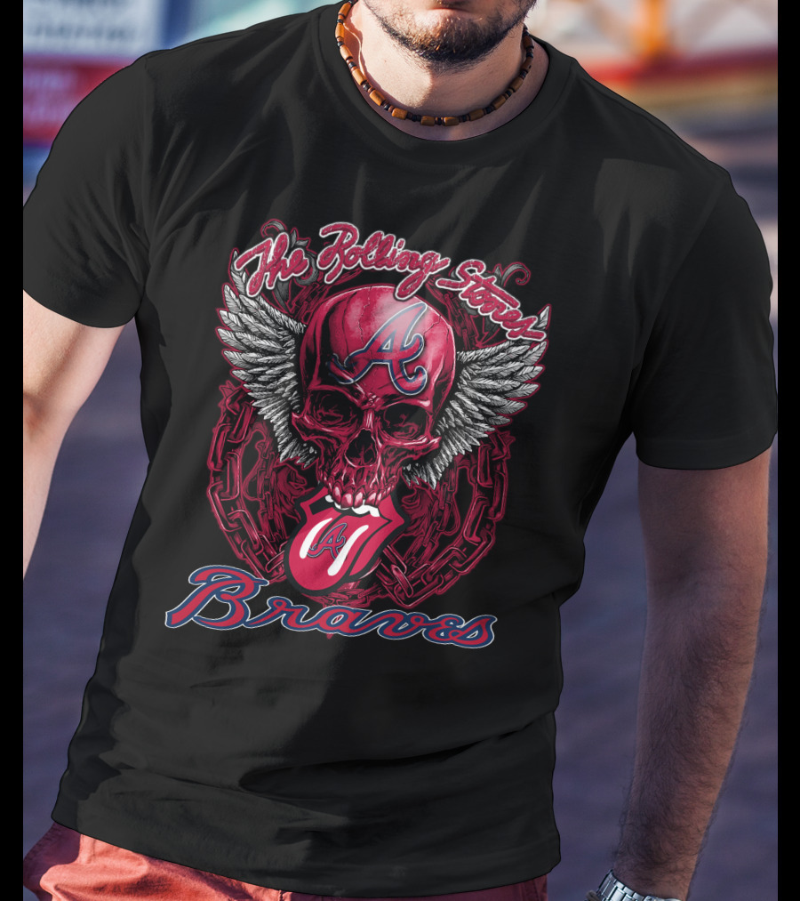 The Rolling Stones Atlanta Braves Winged Skull T-Shirt