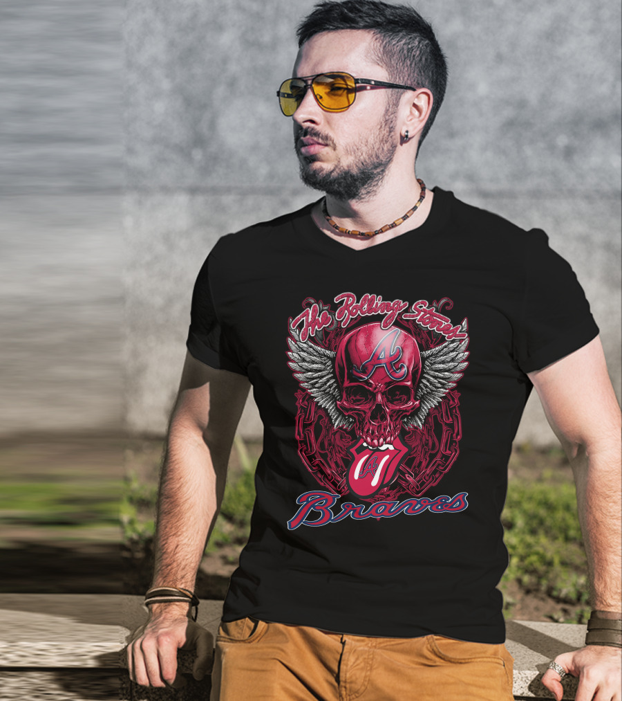 The Rolling Stones Atlanta Braves Winged Skull T-Shirt