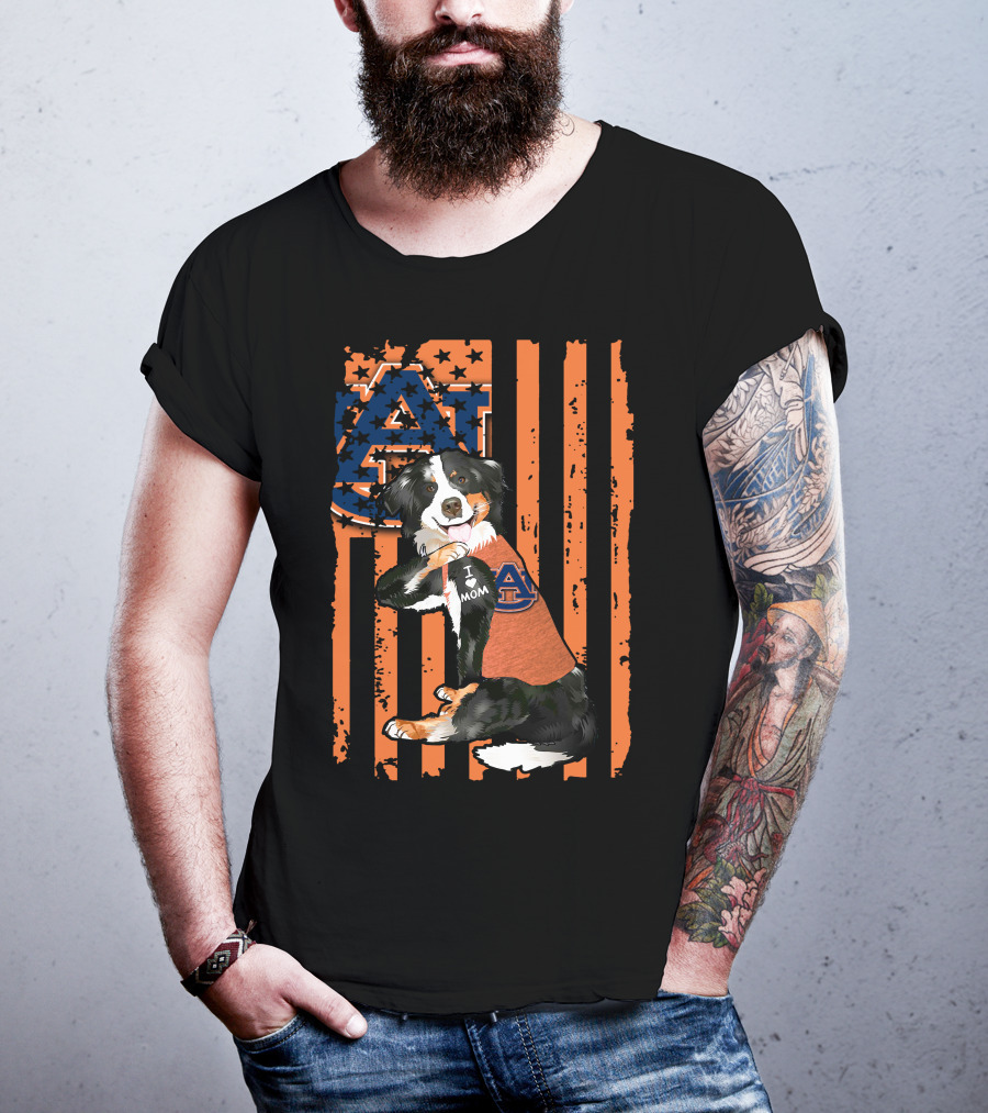 Border Collie Auburn Tigers I Love Mom Fan Pride T-Shirt