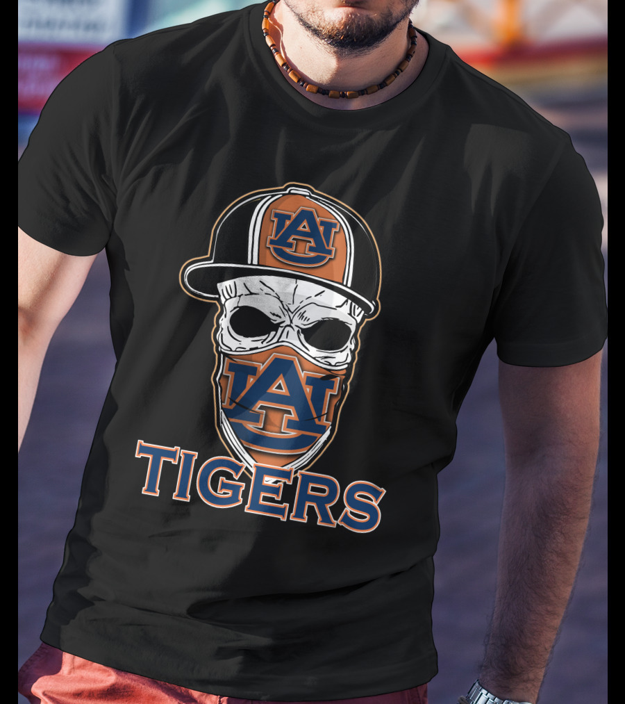 Auburn Tigers Skull With Hat T-Shirt