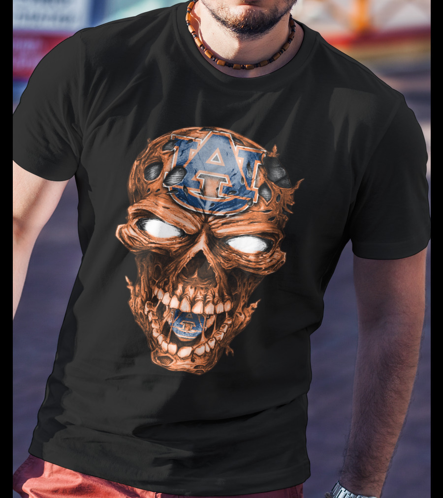 Skull V2 Auburn Tigers A Logo Horror T-Shirt