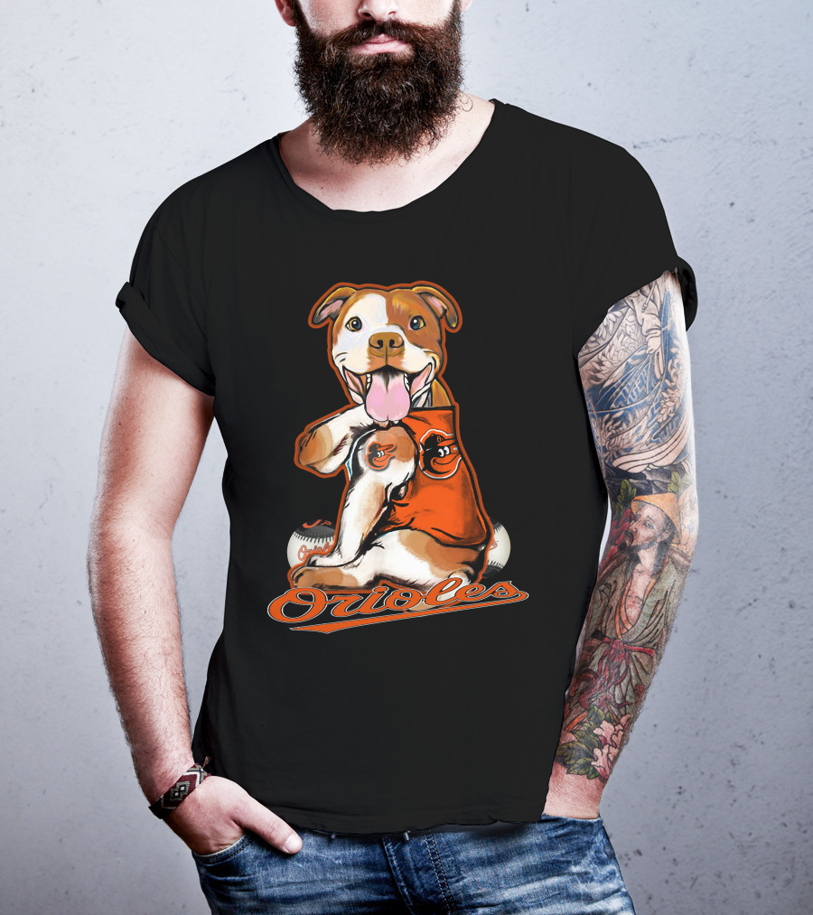 Pittbull Orioles Baseball Team Mascot T-Shirt