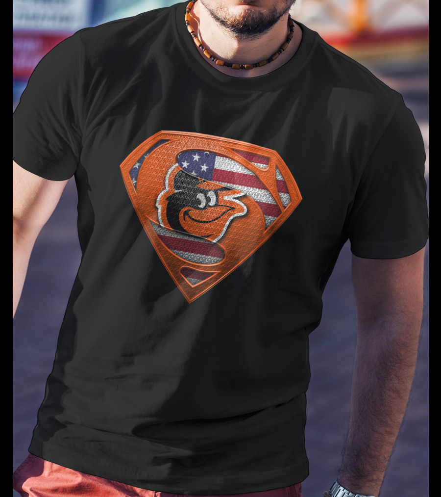 Superman Baltimore Orioles American Flag T-Shirt