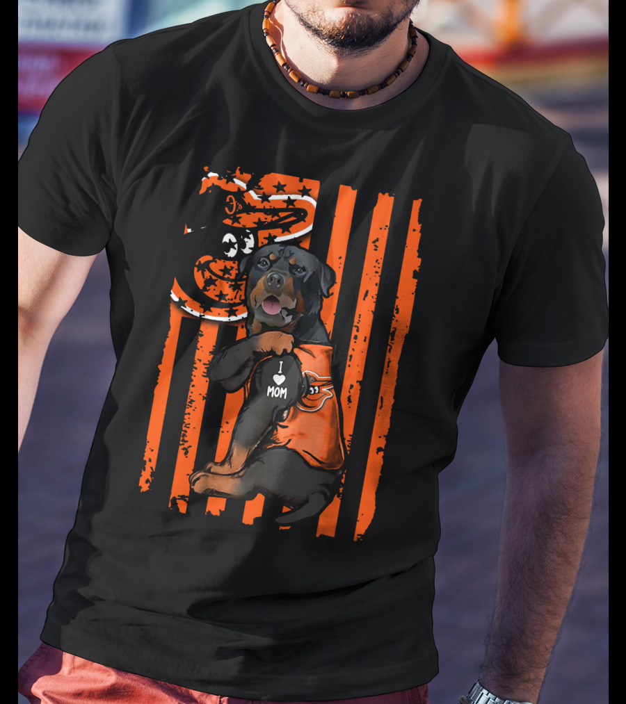 Rottweiler I Mom Baltimore Orioles American Flag T-Shirt