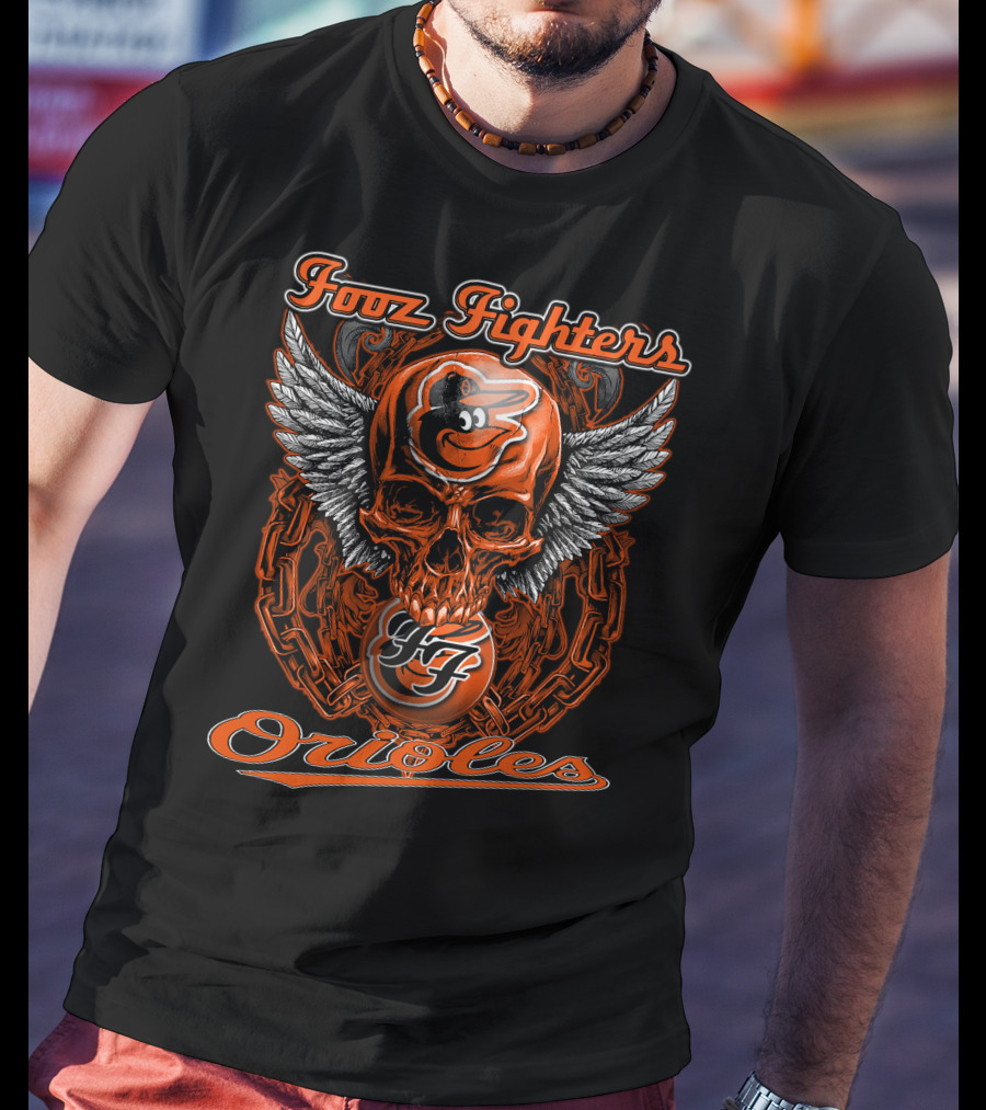 Foo Fighters Baltimore Orioles Skull Wings T-Shirt