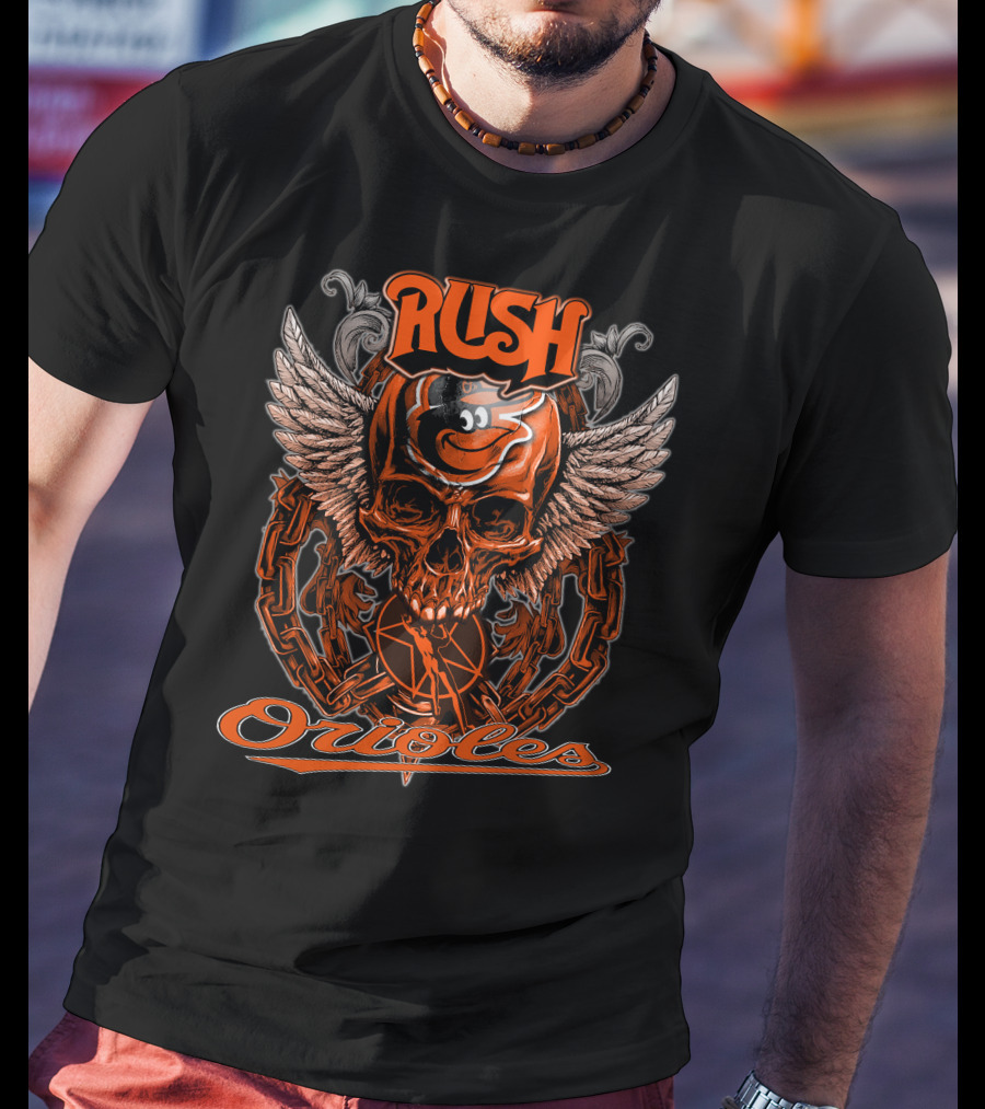 Rush Orioles Skull Wings Chain T-Shirt