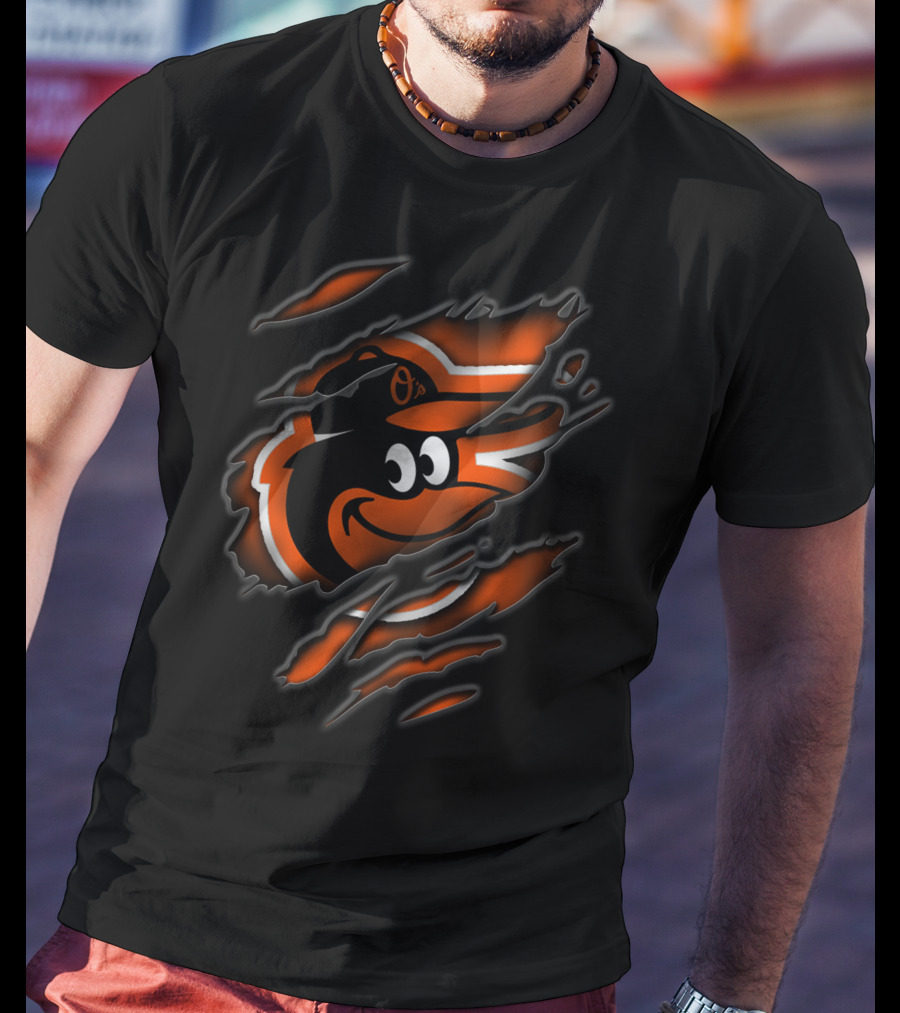 Torn Baltimore Orioles Cartoon Bird T-Shirt