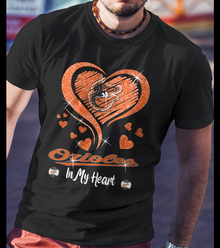 Orioles Heart Sparkle Baltimore Orioles In My Heart T-Shirt