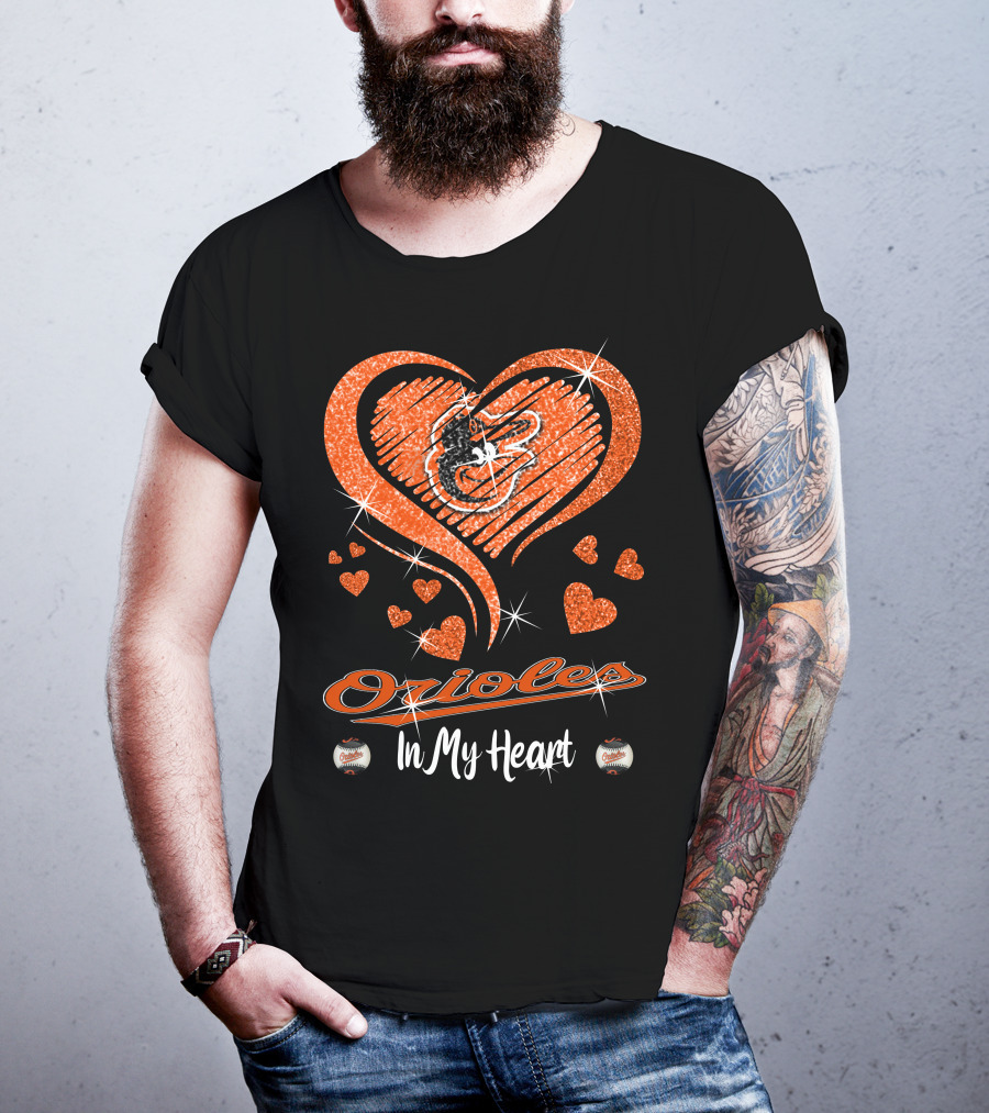 Orioles Heart Sparkle Baltimore Orioles In My Heart T-Shirt