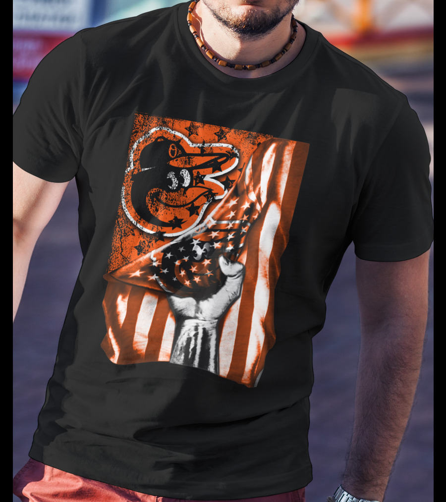 Baltimore Orioles Stars And Stripes Flag T-Shirt